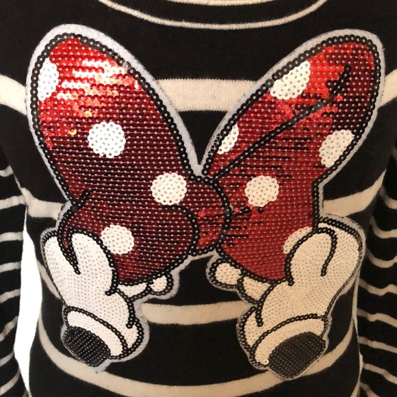 OOAK LOFT Cartoon Minnie Sequin Appliqué Sweater S - Picture 2 of 6